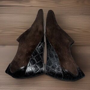 Donald J Pliner Brown Platform Shoes Faux Alligator Women's Size 9‎